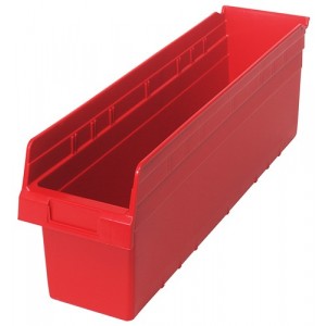 STORE-MAX 8'' Shelf Bin 23-5/8" x 6-5/8" x 8" Red