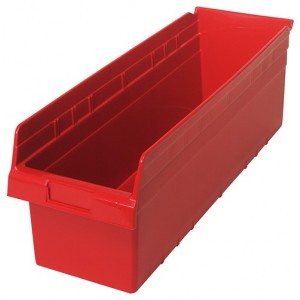 STORE-MAX 8'' Shelf Bin 23-5/8" x 8-3/8" x 8" Red