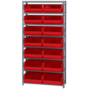 Giant open hopper storage unit 12" x 36" x 75" Red