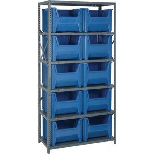 Bin Storage Center - Complete Steel Package 18" x 36" x 75" Blue