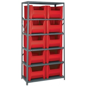Bin Storage Center - Complete Steel Package 18" x 36" x 75" Red