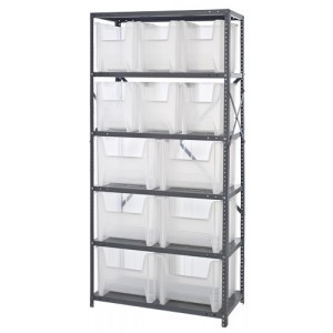 CLEAR-VIEW Bin Storage Center - Complete Steel Package 18" x 36" x 75"