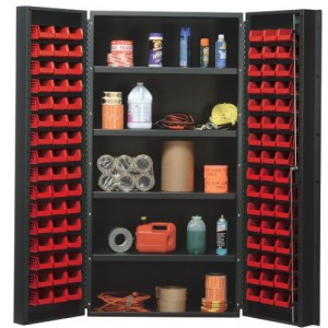 All-Welded Bin Cabinet 36" x 24" x 72" Red