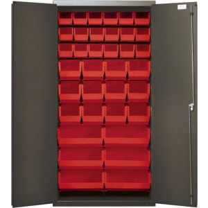 All-Welded Bin Cabinet 36" x 18" x 72" Red