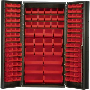 All-Welded Bin Cabinet 36" x 24" x 72" Red