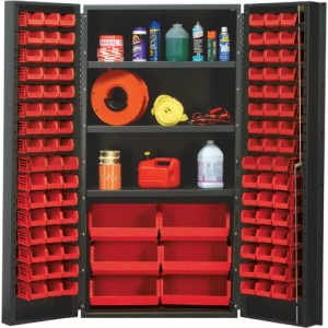 All-Welded Bin Cabinet 36" x 24" x 72" Red