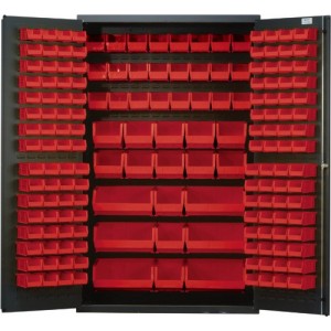 All-Welded Bin Cabinet 48" x 24" x 78" Red