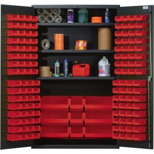 All-Welded Bin Cabinet 48" x 24" x 78" Red