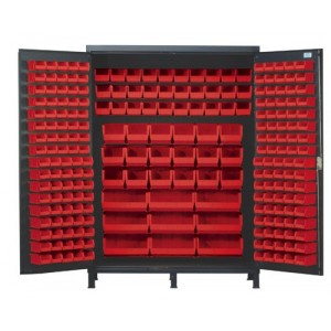 All-Welded Bin Cabinet 60" x 24" x 84" Red