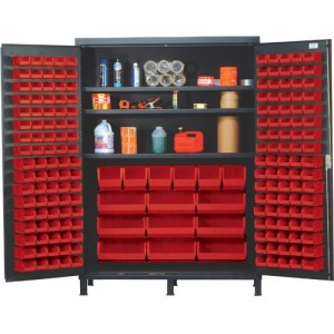 All-Welded Bin Cabinet 60" x 24" x 84" Red