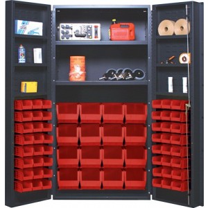 All-Welded Bin Cabinet 36" x 24" x 72" Red