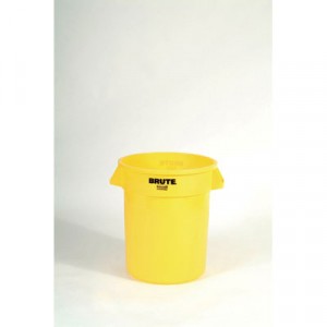 Brute Refuse Container, Round, Plastic, 20 gal, Yellow