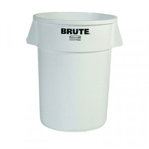 Brute Refuse Container, Round, Plastic, 44 gal, White