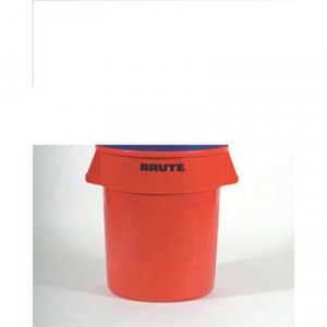 Round Brute Container, Red, Plastic, 55 gal
