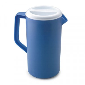 Plastic Three-Way-Lid Pitcher, 36oz, Blue