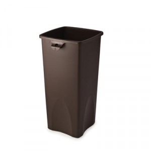 Untouchable Waste Container, Square, Plastic, 23gal, Brown