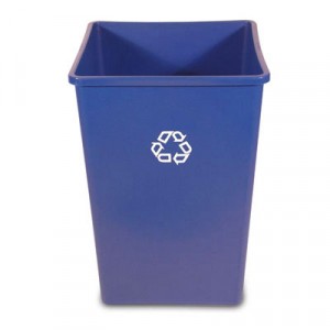 Recycling Container, Square, Plastic, 50 gal, Blue