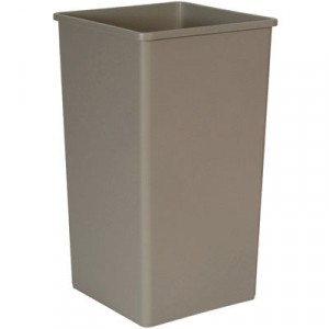 Untouchable Waste Container, Square, Plastic, 50 gal, Beige