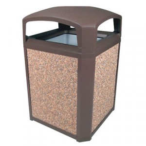 Landmark Series Classic Dome Top Container, Plastic, 35 gal, Sable