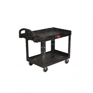 Heavy-Duty Utility Cart, 750-lb Cap., 2 Shelves, 25 1/4x54x43 1/8, Black