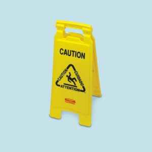 Multilingual "Closed" Sign, 2-Sided, Plastic, 11w x 1.5d x 26h, Yellow