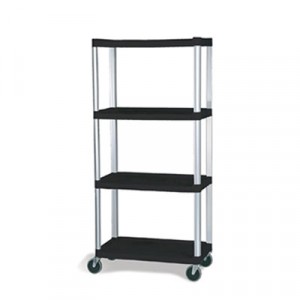 Mobile Shelf Truck, Aluminum/Steel, 4-Shelf, 35 1/8w x 20d x 72 1/8h, 800lb Cap