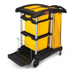 HYGEN M-fiber Healthcare Cleaning Cart, 22w x 48 1/4d x 44h, BK/YW/SR