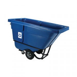 Brute Rollout Container, Square, Plastic, 95 gal, Blue