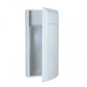 Wall-Mounted Receptacle, Rectangular, Plastic, White