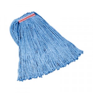 Cut-End Blend Mop Heads, Cotton/Synthetic, Blue, 20 oz, 1-in. Headband