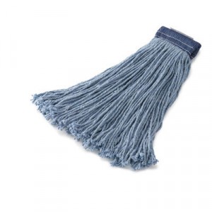 Non-Launderable Cotton/Synth Cut-End Mop Heads, Cotton/Synthetic, 24 Oz, Blue
