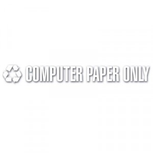 Recycling-Label Block-Letter Decal, "Computer Paper Only", 22x1, White
