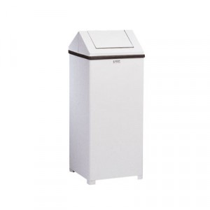WasteMaster Hinged-Top Waste Receptacle, Rectangular, 24gal, White