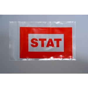 Bag Poly 4x6 2Mil Ziplock w/Print Red "STAT" 1000/CS