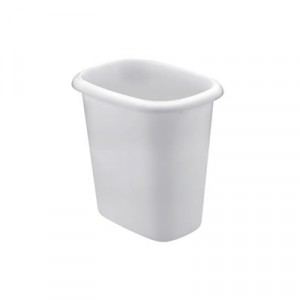 Oval Vanity Wastebasket, White, Plastic, 7x10x9
