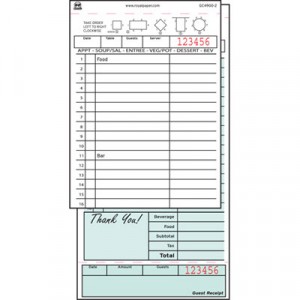 Guest Check Book 4.2x8.25 Green 2Part Carbonless 50/50