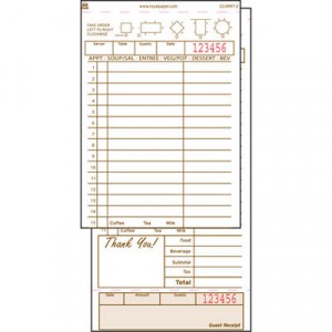 Guest Check Book, Carbonless Duplicate, 4 1/5x8 1/2, 200/Pack