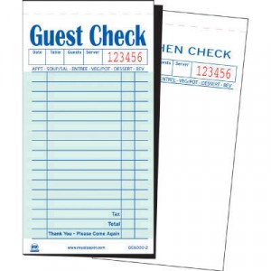Guest Check Book, Carbon Duplicate, 3 1/2x6 7/10