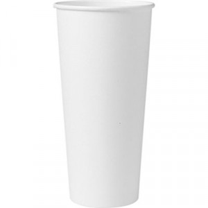 Single-Sided Poly Paper Hot Cups, 24 oz, White