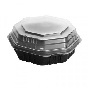 OctaView HF Containers, Black/Clear, 31oz, 9.55w x 9.13d x 3.01h