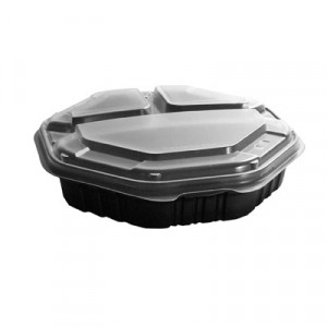 OctaView HF Containers, 3-Comp, 38oz, 9.55w x 9.13d x 2.38h