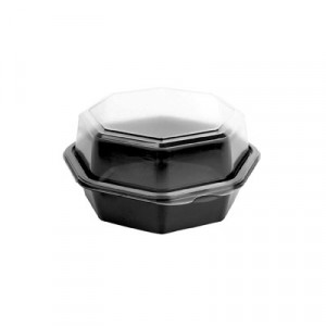 OctaView CF Containers, Black/Clear, 18oz, 6.76w x 6.3d x 3.15h
