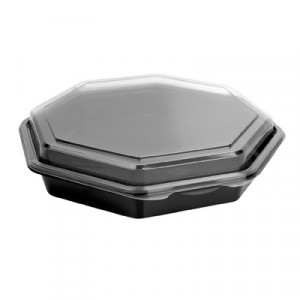 OctaView CF Containers, Black/Clear, 31oz, 9.57w x 9.18d x 1.97h