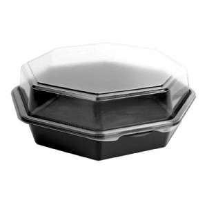 OctaView CF Containers, Black/Clear, 42oz, 9.57w x 9.18d x 3.15h