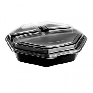 OctaView CF Container, 3-C, Black/Clear, 36oz, 9.57w x 9.18d x 2.36h