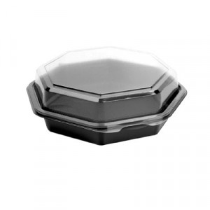 OctaView CF Containers, Black/Clear, 28oz, 7.94w x 7.48d x 3.15h