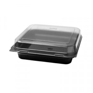Lunch Box, 1-Comp, Black/Clear, 56oz, 8 1/2w x 9.13d x 2.76h
