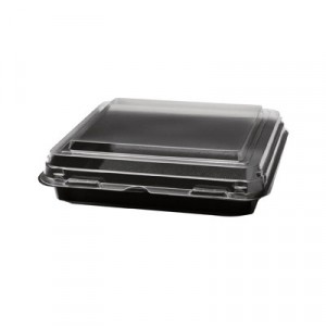Lunch Box, 1-Comp, Black/Clear, 32oz, 7.91w x 7.91d x 1.81h