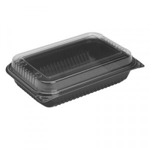 Dinner Box, 1-Comp, Black/Clear, 64oz, 11 1/2w x 8.05d x 2.95h
