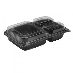 Dinner Box, 3-Comp, Black/Clear, 32oz, 11 1/2w x 8.05d x 2.95h